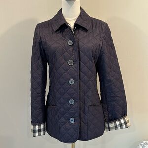 Burberry quilted jacket.  Size small.  Deep purple.